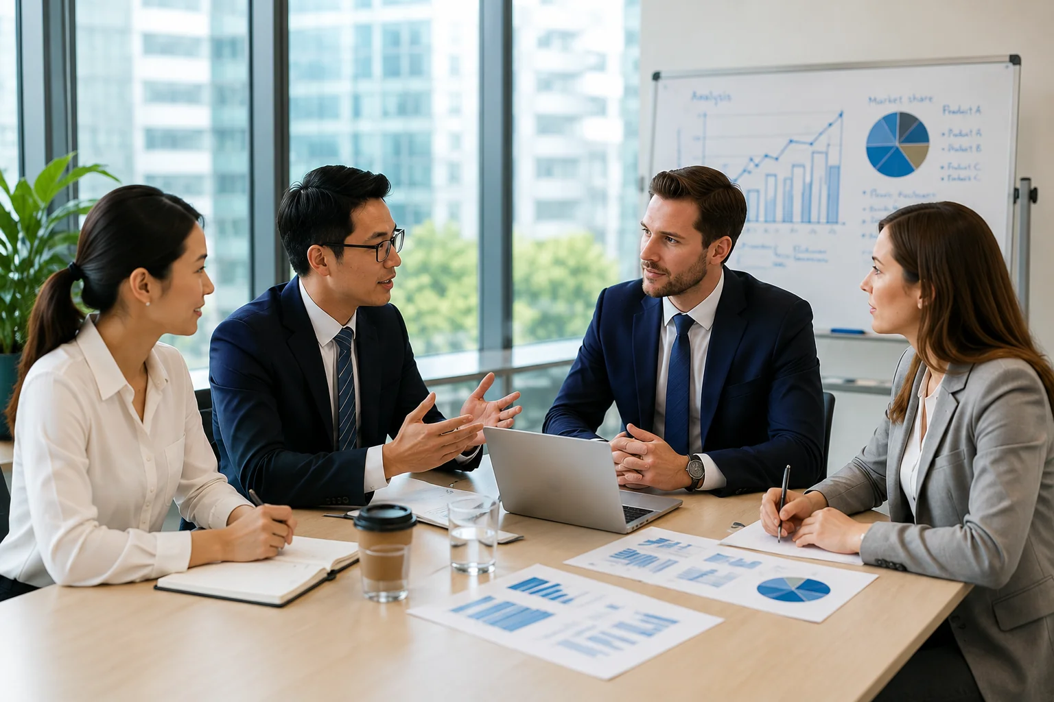 TOEIC Part 1 practice image: business meeting