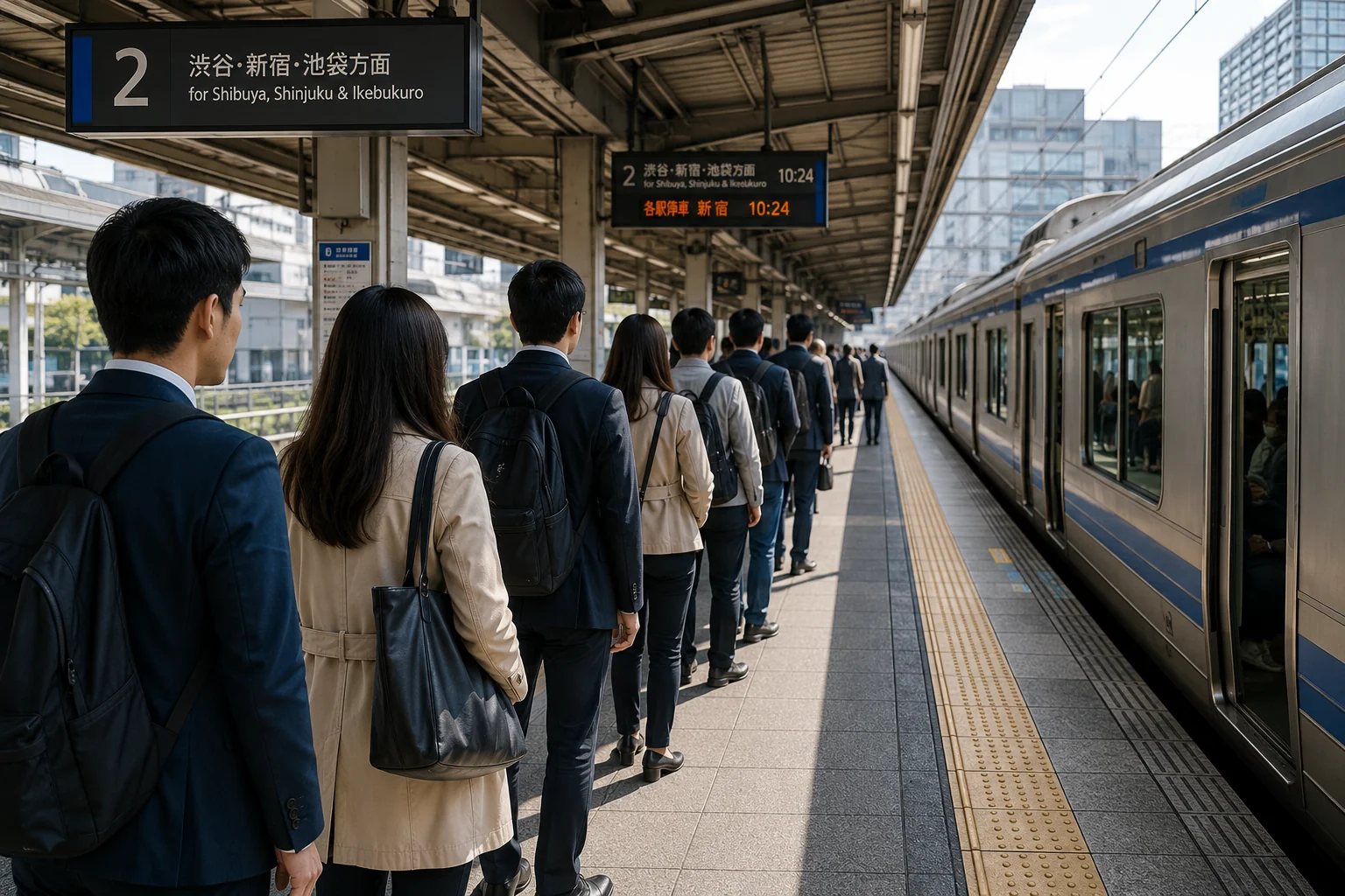 TOEIC Part 1 practice image: train platform